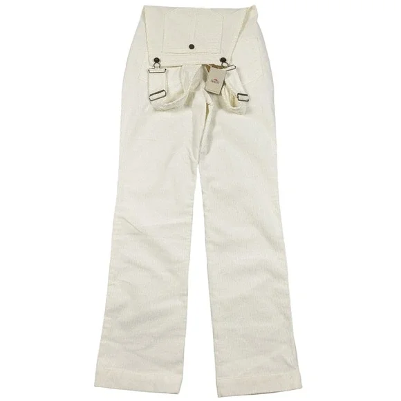Faherty Walker Cord Overall Egret White Organic Cotton Bib Stretch NWT Womens S